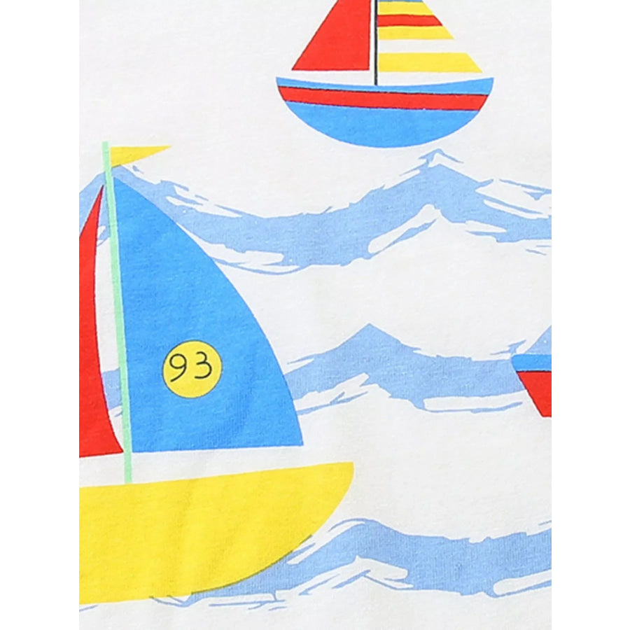 Children’s Nautical Sailboat Print Crew Neck T-Shirt Apparel and Accessories