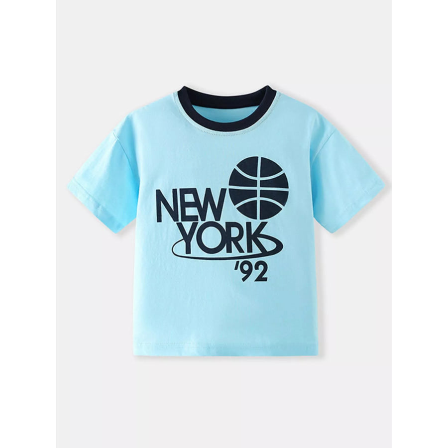 Children’s New York Basketball Graphic Casual T-Shirt Pastel Blue / 2-3Y Apparel and Accessories