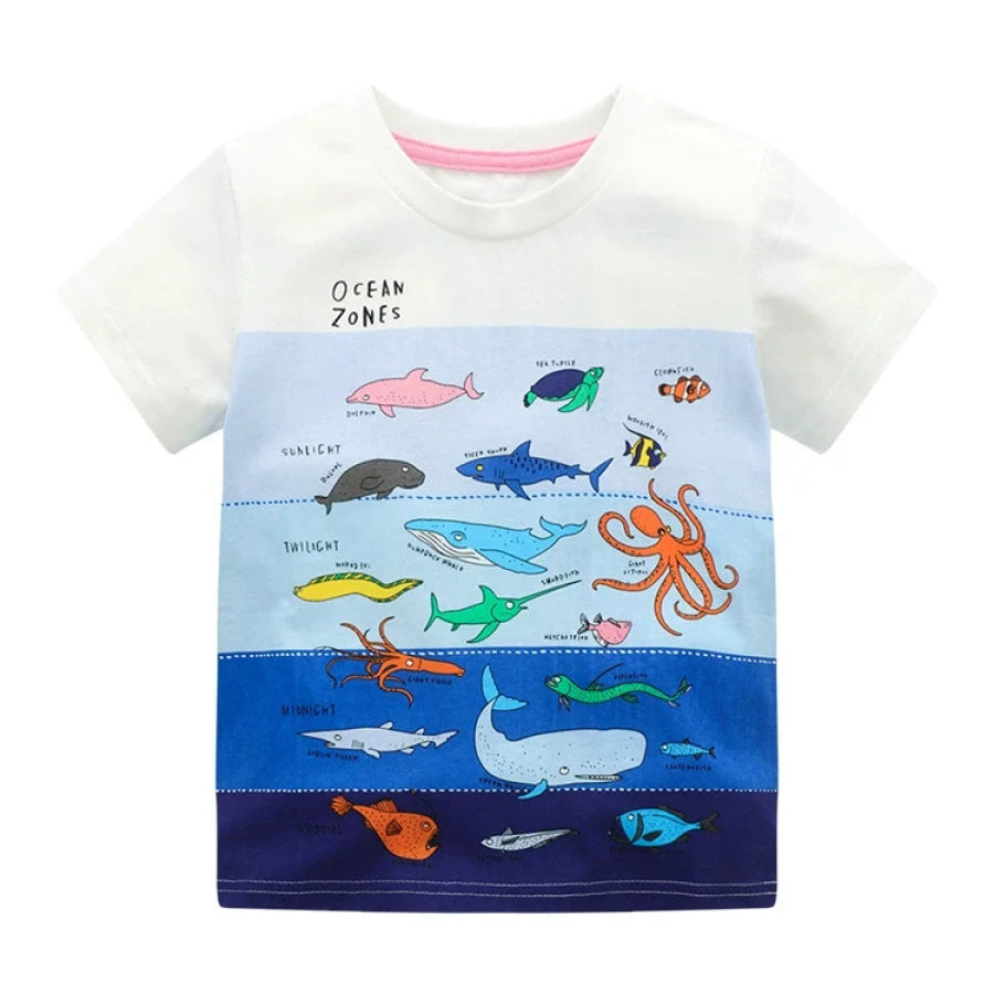 Children’s Ocean Adventure Graphic Round Neck T-Shirt Apparel and Accessories