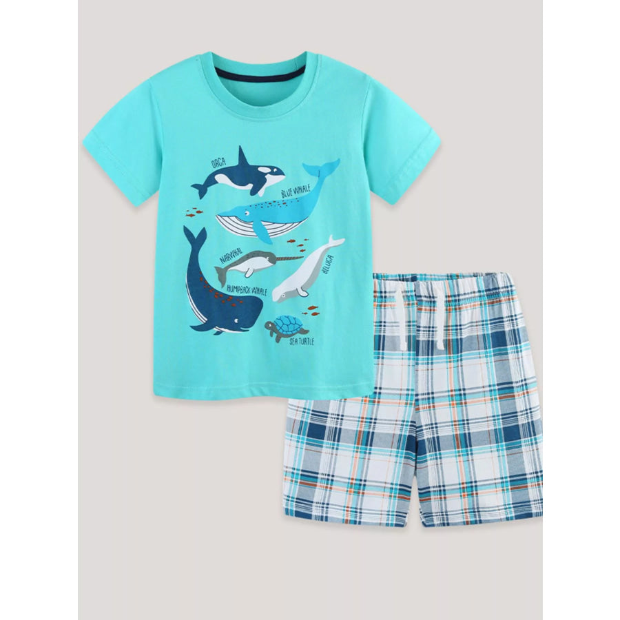 Children’s Ocean Friends Tee and Plaid Shorts Set Apparel and Accessories