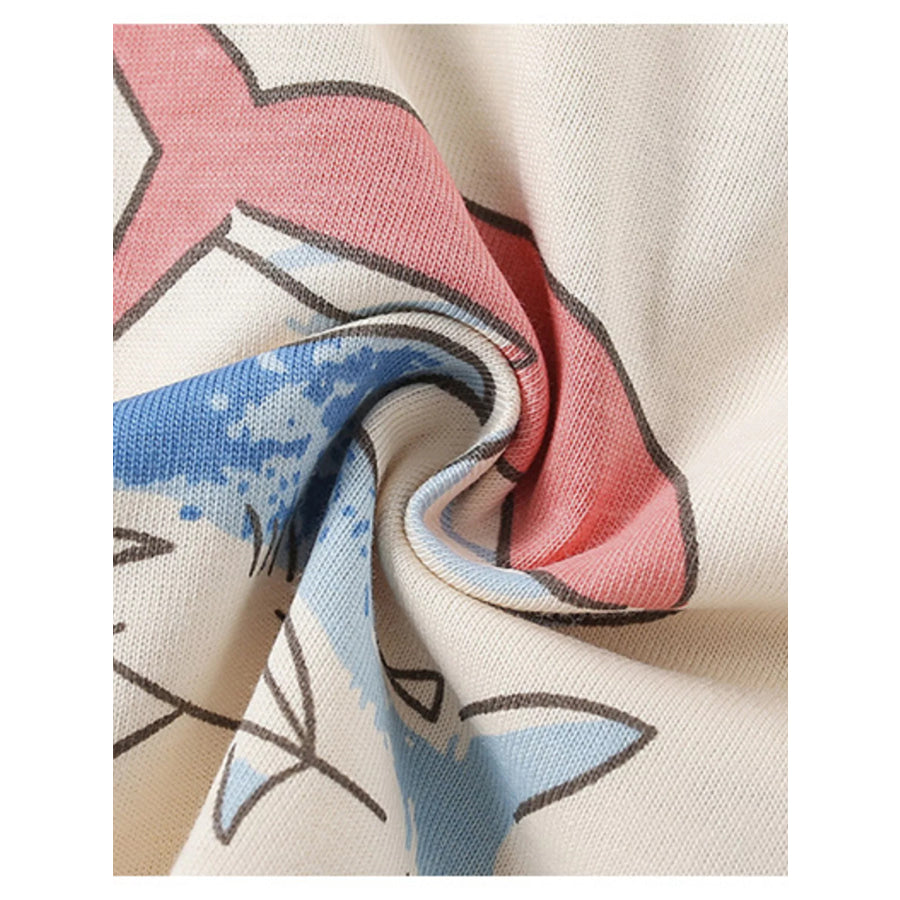 Children’s Ocean Print Round Neck Tee and Shorts Set Apparel and Accessories