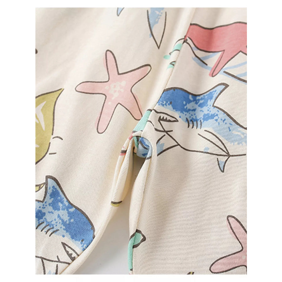 Children’s Ocean Print Round Neck Tee and Shorts Set Apparel and Accessories