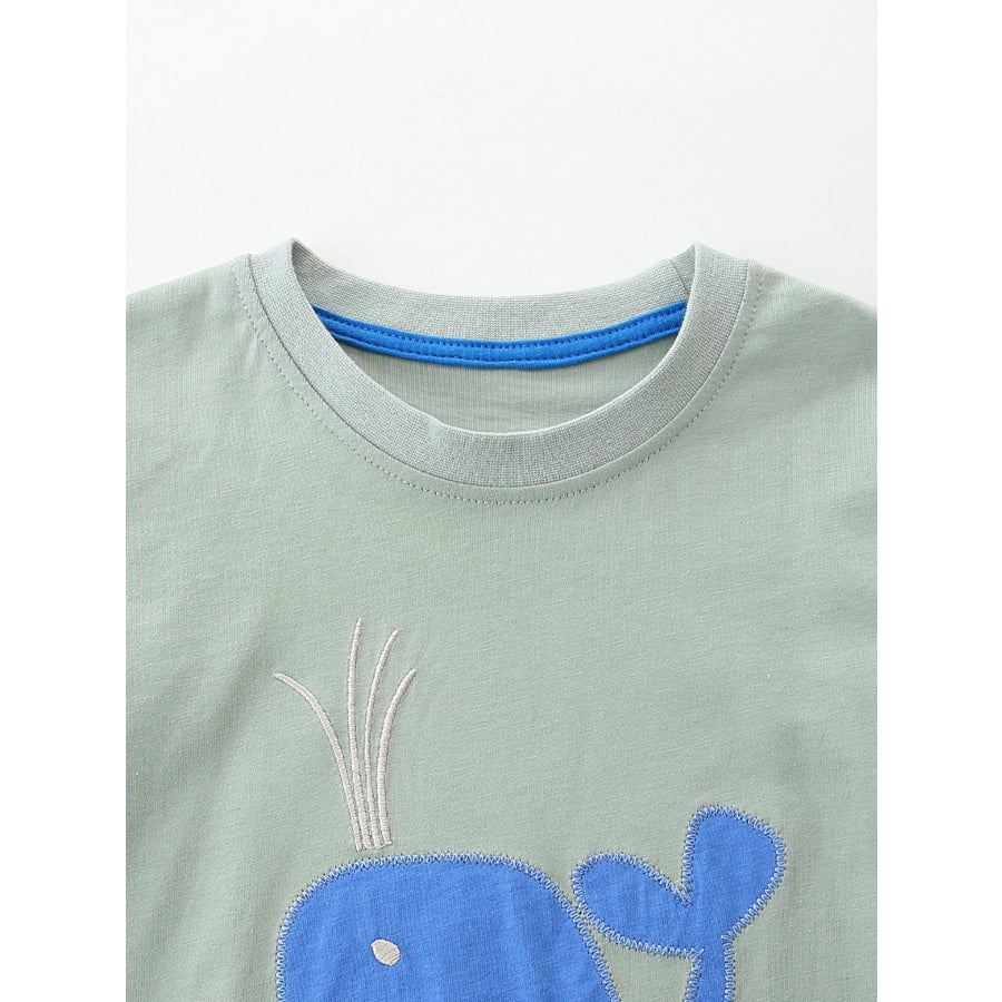 Children’s Ocean Vibes Whale Embroidered Tee and Shorts Set Apparel and Accessories