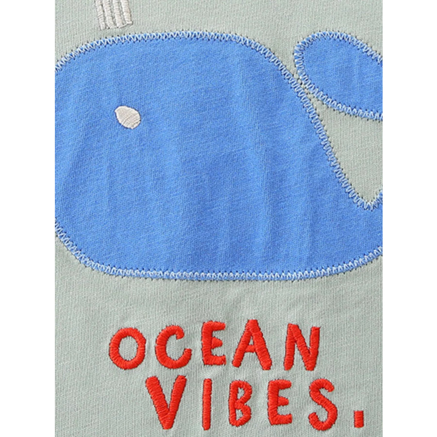 Children’s Ocean Vibes Whale Embroidered Tee and Shorts Set Apparel and Accessories