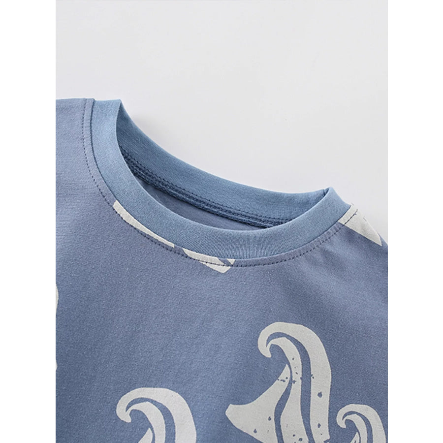 Children’s Ocean Wave Print Tee and Shorts Set Apparel and Accessories