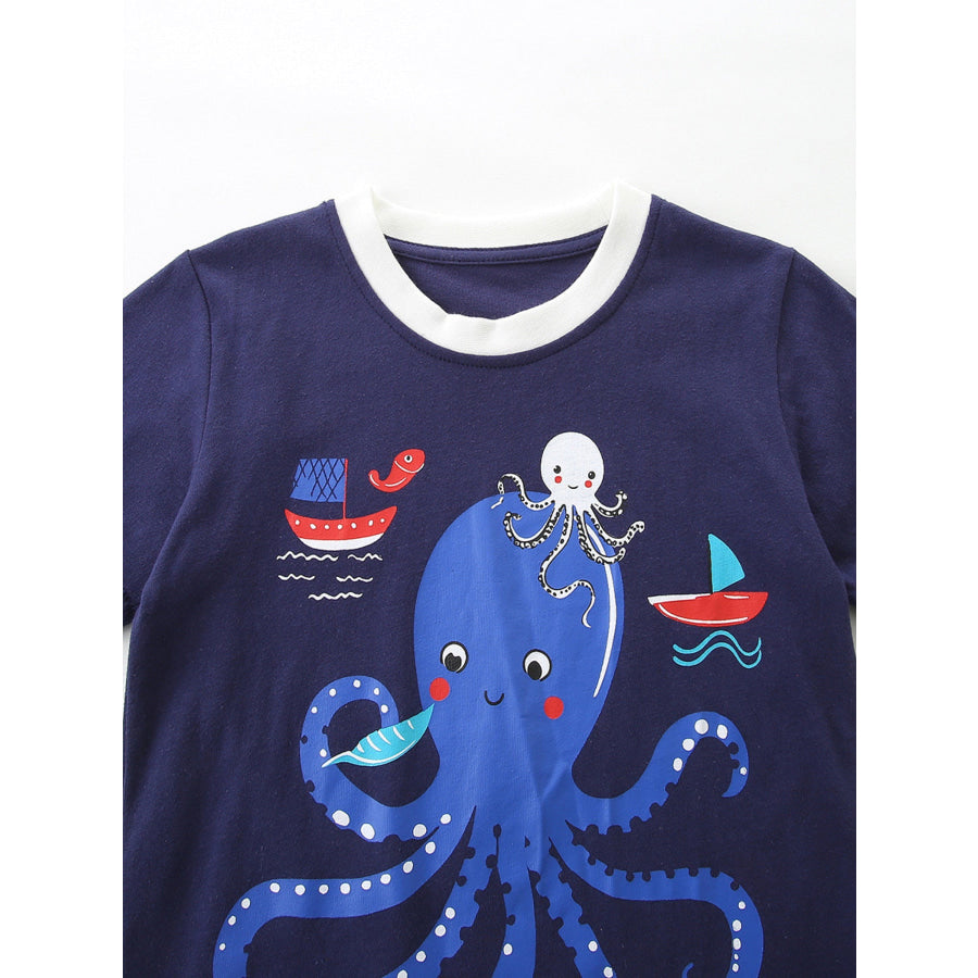 Children’s Octopus Graphic Tee and Shorts Set Apparel and Accessories