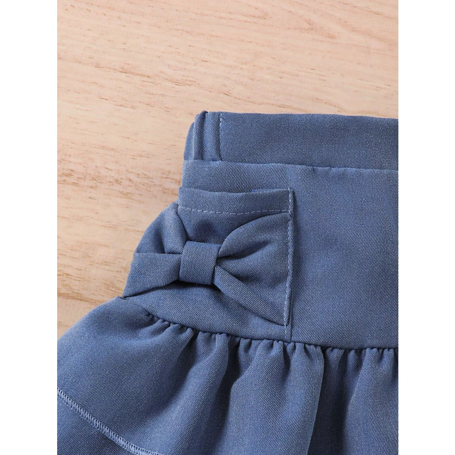 Children’s Off-Shoulder Top and Ruffled Denim Skirt Set Apparel and Accessories
