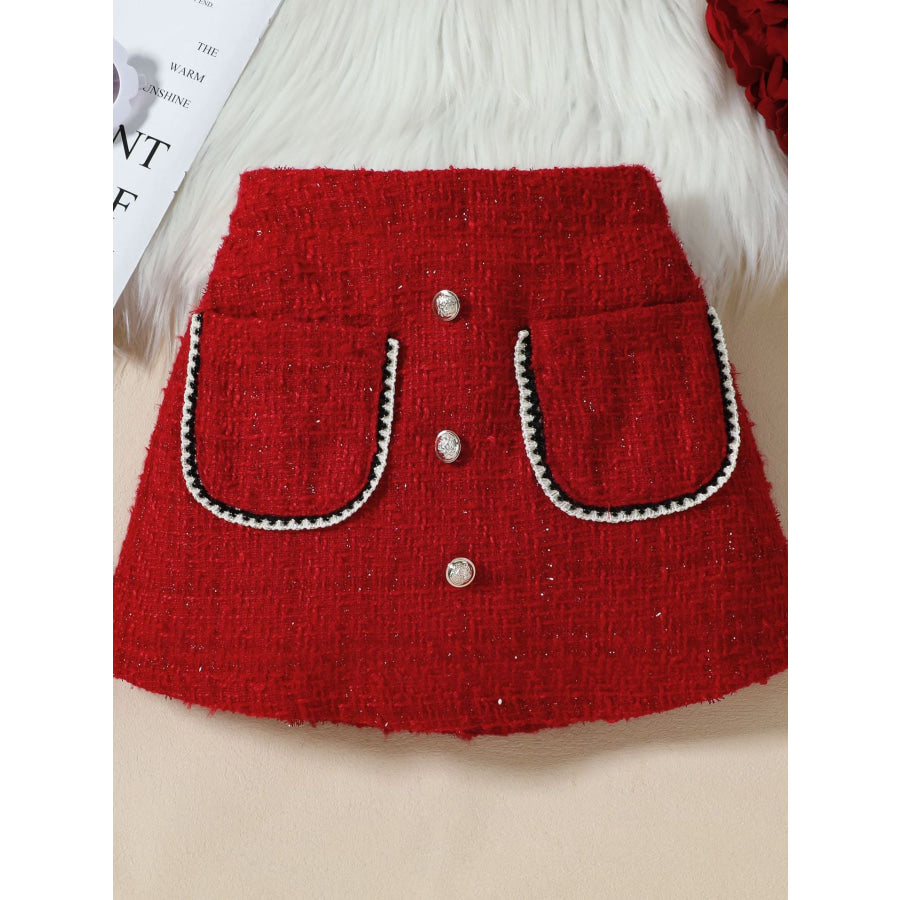 Children’s Openwork Top and Tweed Skirt Set Apparel and Accessories