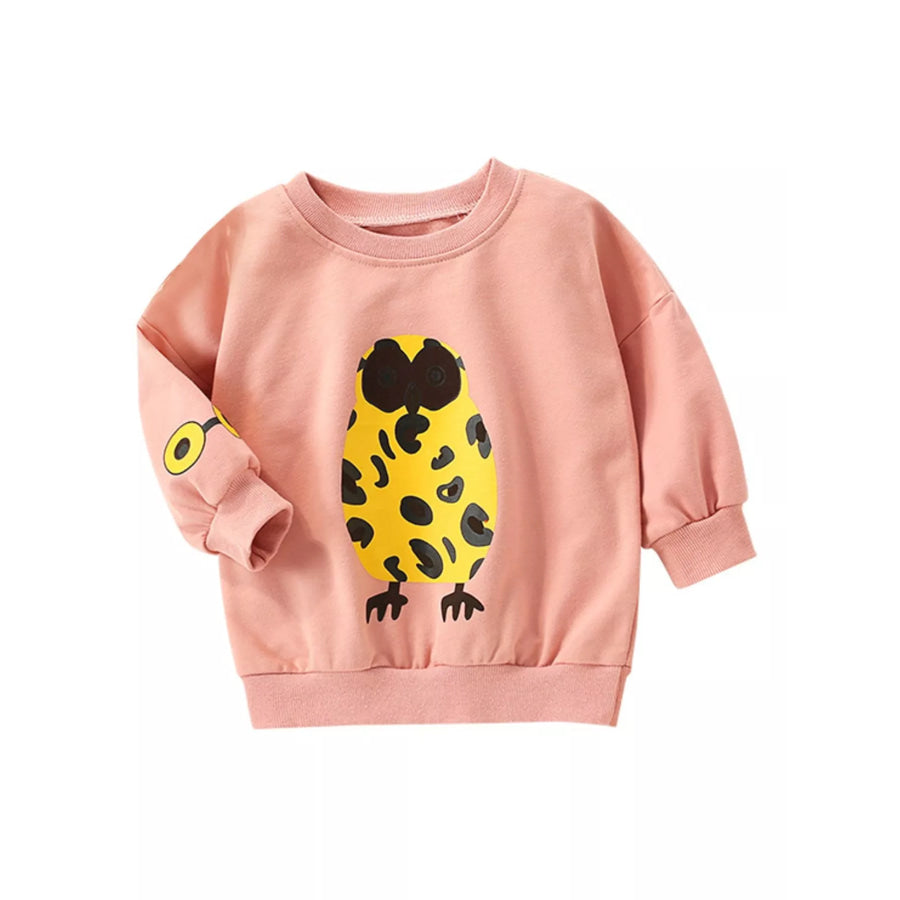 Children’s Owl Graphic Crew Neck Sweatshirt Dusty Pink / 3Y Apparel and Accessories