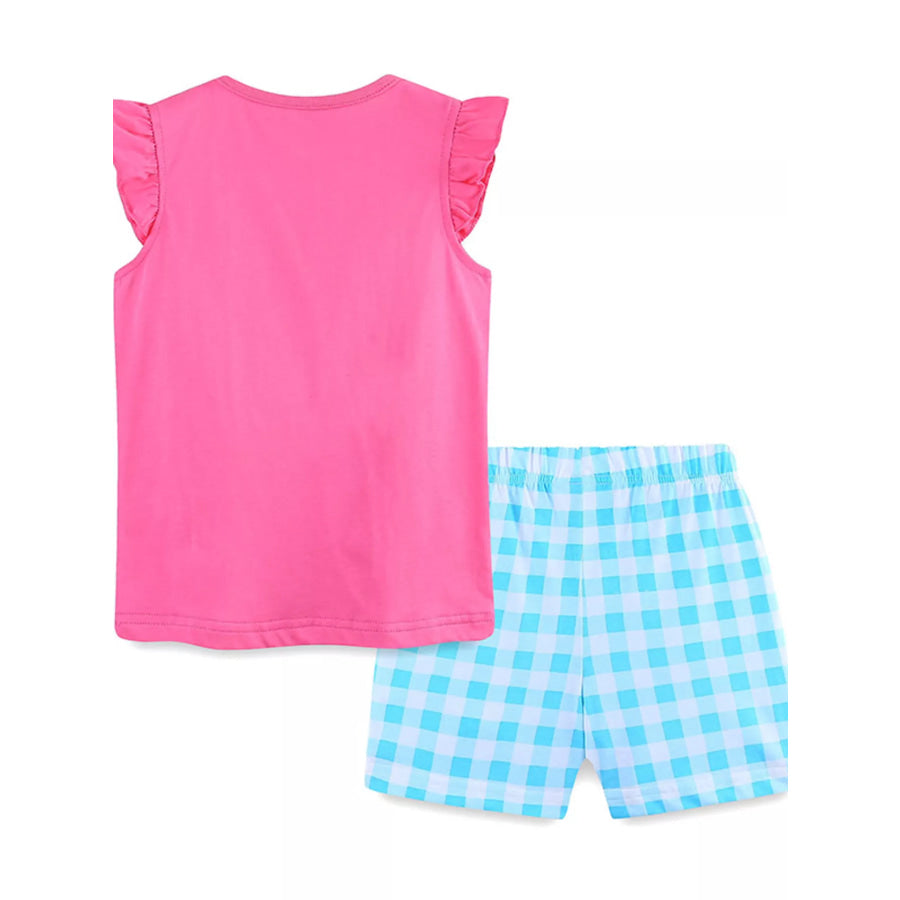 Children’s Owl Graphic Top and Plaid Shorts Set Apparel and Accessories