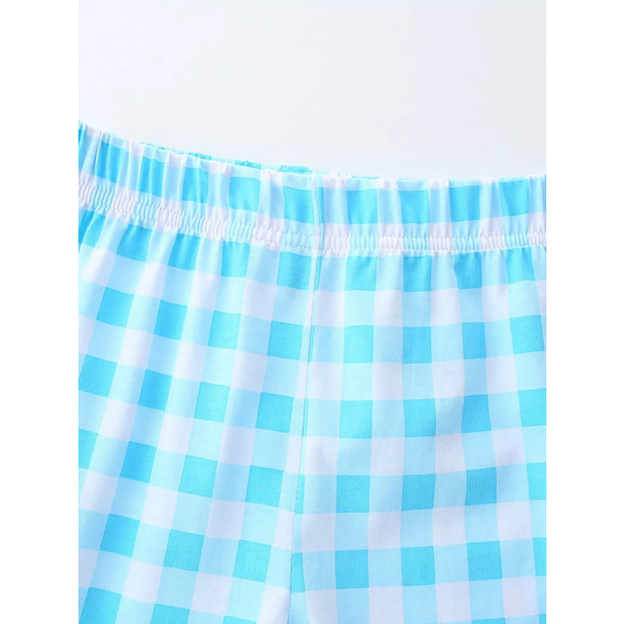 Children’s Owl Graphic Top and Plaid Shorts Set Apparel and Accessories
