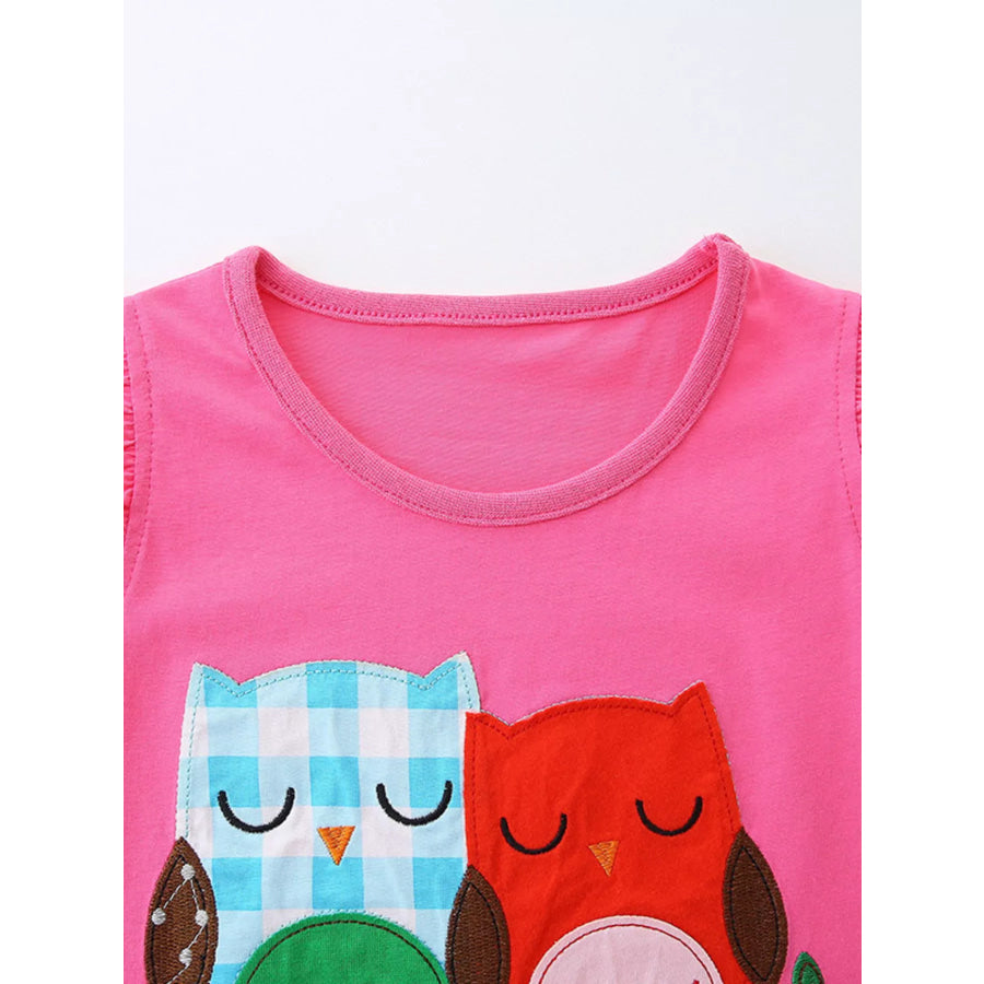 Children’s Owl Graphic Top and Plaid Shorts Set Apparel and Accessories