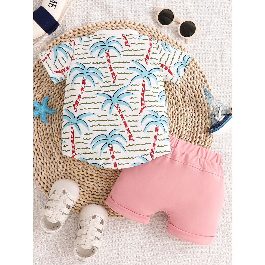 Children’s Palm Tree Print T-Shirt and Shorts Set Apparel and Accessories
