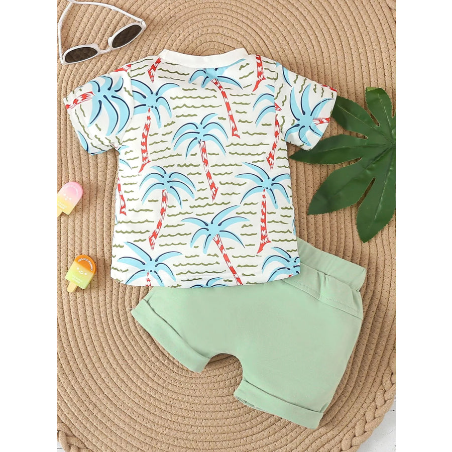Children’s Palm Tree Print T-Shirt and Shorts Set Apparel and Accessories
