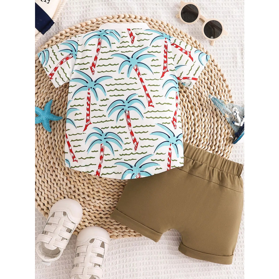 Children’s Palm Tree Print T-Shirt and Shorts Set Apparel and Accessories
