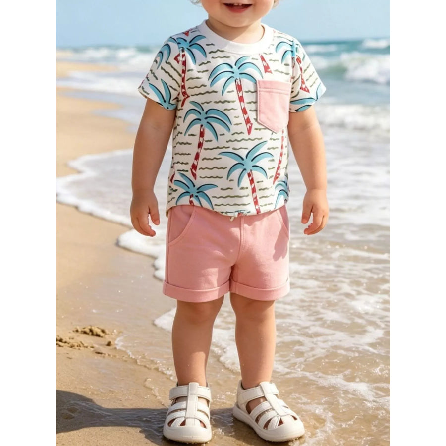 Children’s Palm Tree Print T-Shirt and Shorts Set Apparel and Accessories