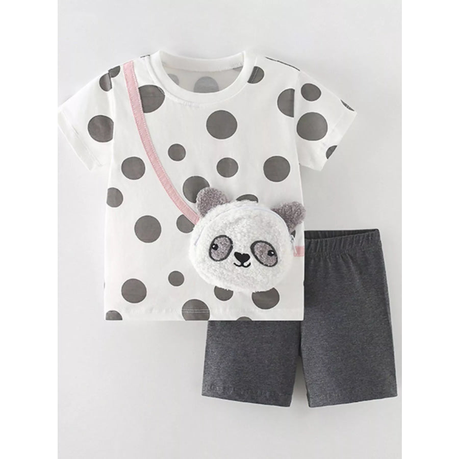 Children’s Panda Bag Polka Dot T-Shirt & Shorts Set Apparel and Accessories