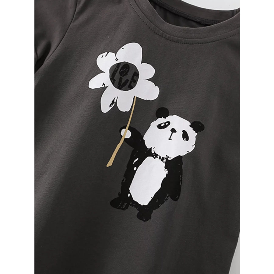 Children’s Panda Graphic Short Sleeve T-Shirt Apparel and Accessories