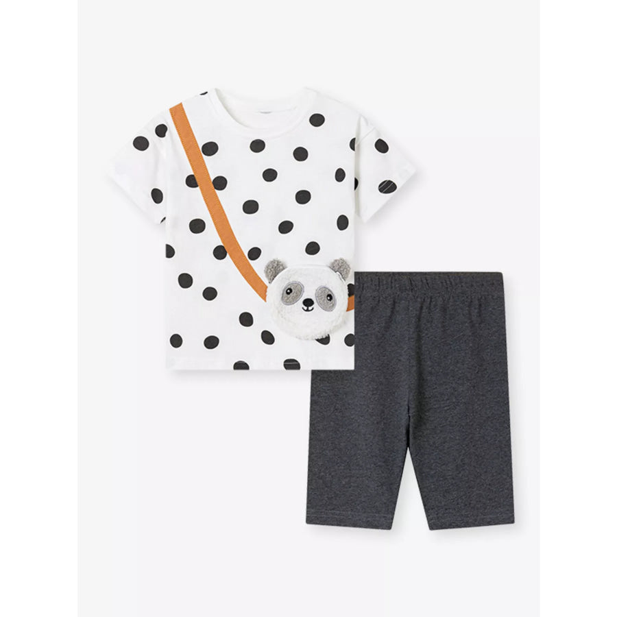 Children’s Panda Plush Bag Polka Dot Outfit Set Apparel and Accessories