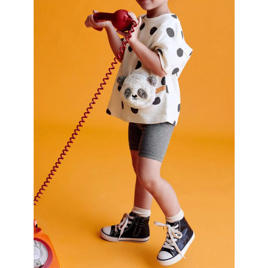 Children’s Panda Plush Bag Polka Dot Outfit Set White / 2Y Apparel and Accessories