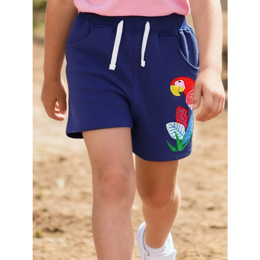 Children’s Parrot Embroidered Knit Shorts Dark Navy / 2Y Apparel and Accessories