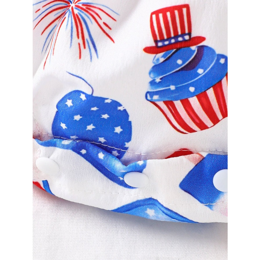 Children’s Patriotic Print Ruffle Sleeve One-Piece Apparel and Accessories