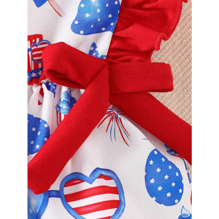 Children’s Patriotic Print Ruffle Sleeve One-Piece Apparel and Accessories