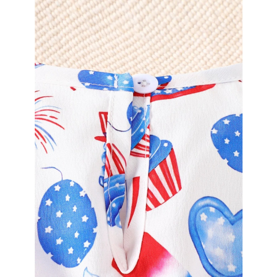 Children’s Patriotic Print Ruffle Sleeve One-Piece Apparel and Accessories