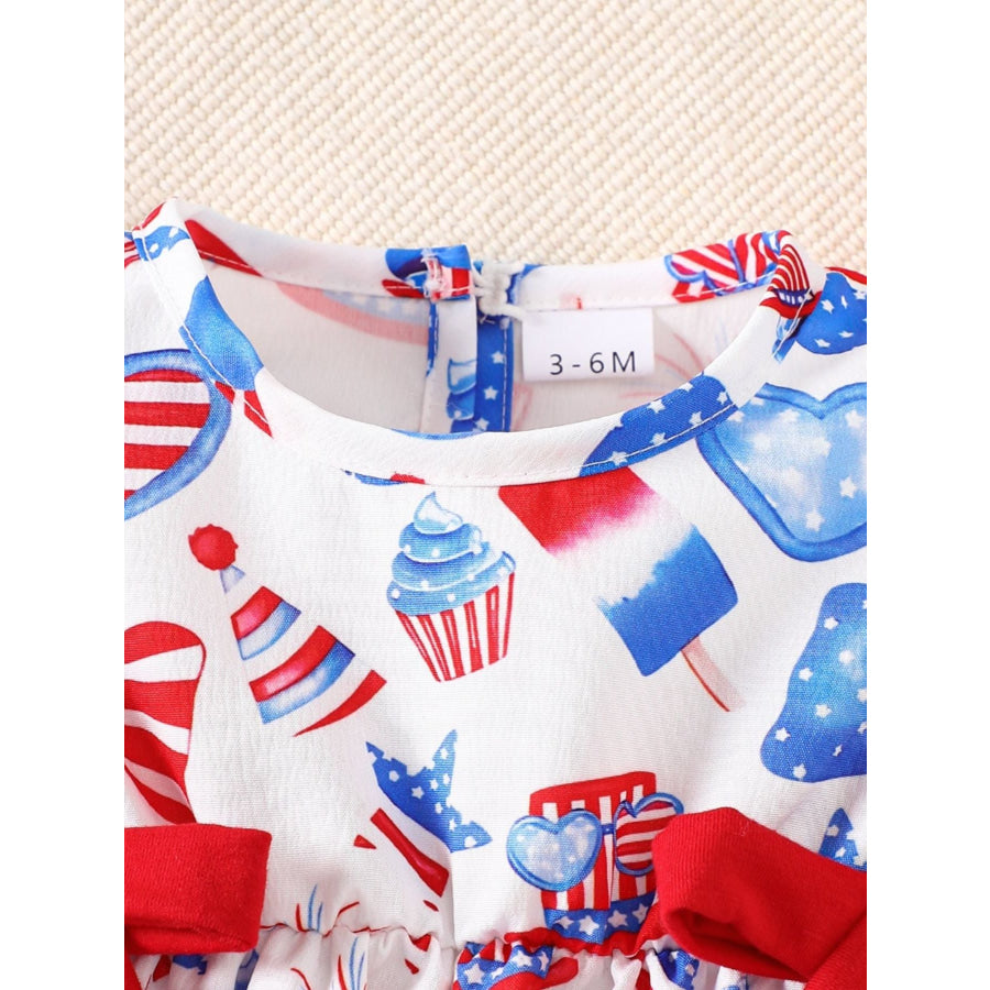 Children’s Patriotic Print Ruffle Sleeve One-Piece Apparel and Accessories