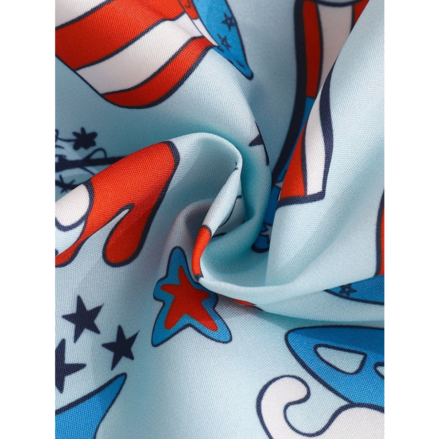 Children’s Patriotic Print Tie Strap Ruffle Hem Jumpsuit Apparel and Accessories