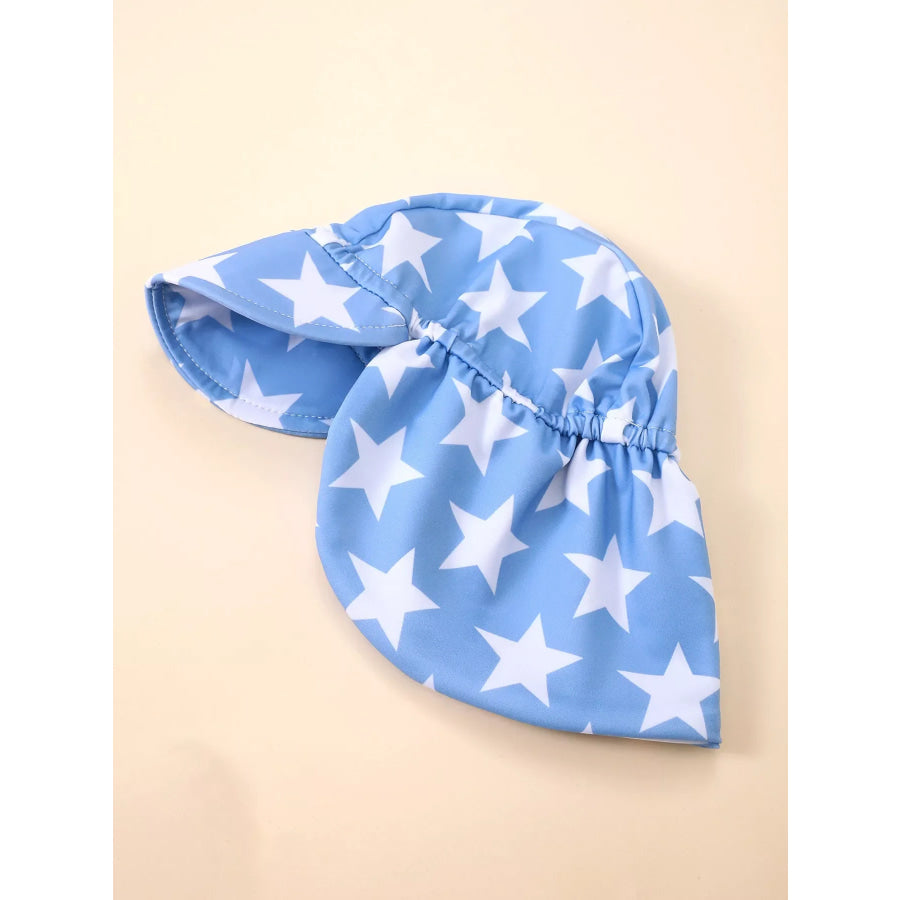 Children’s Patriotic Star Print Top and Shorts Swim Set with Hat Apparel and Accessories