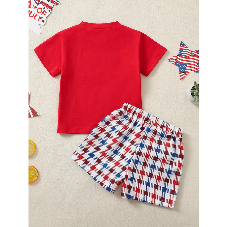 Children’s Patriotic USA Embroidered Short Sleeve T-Shirt & Shorts Set Apparel and Accessories