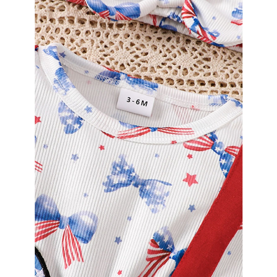 Children’s Patriotic USA Ruffle Sleeve One-Piece with Headband Apparel and Accessories