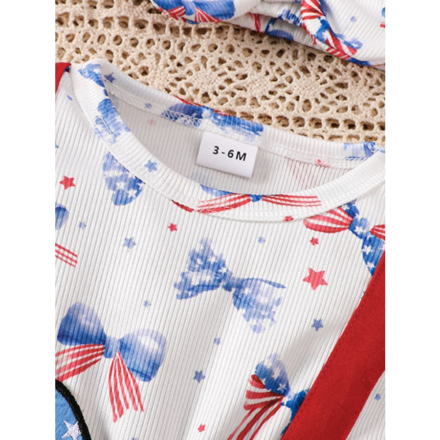 Children’s Patriotic USA Ruffle Sleeve One-Piece with Headband Apparel and Accessories