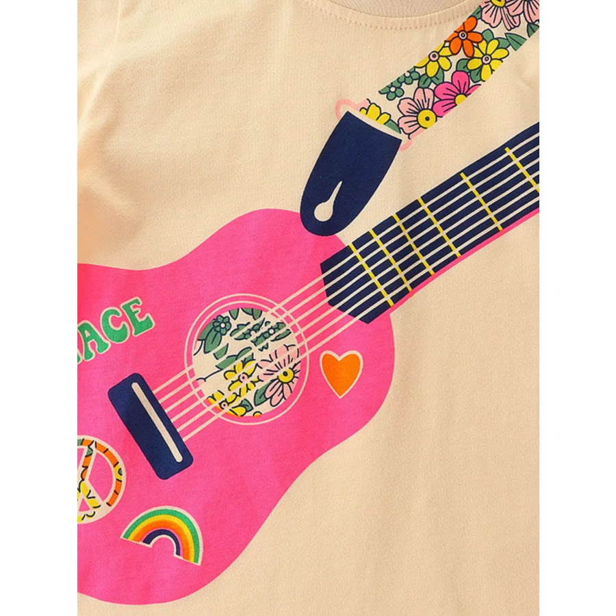 Children’s Peace Guitar Print T-Shirt Apparel and Accessories
