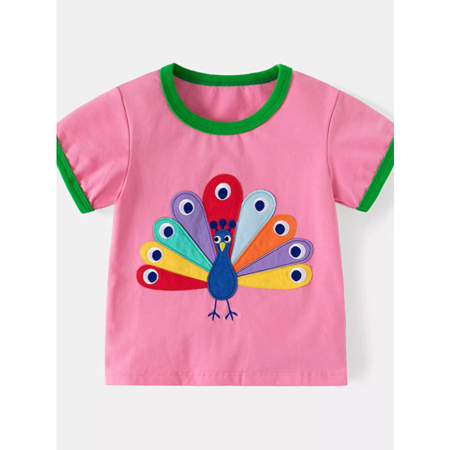 Children’s Peacock Embroidered Short Sleeve Tee and Shorts Set Apparel and Accessories