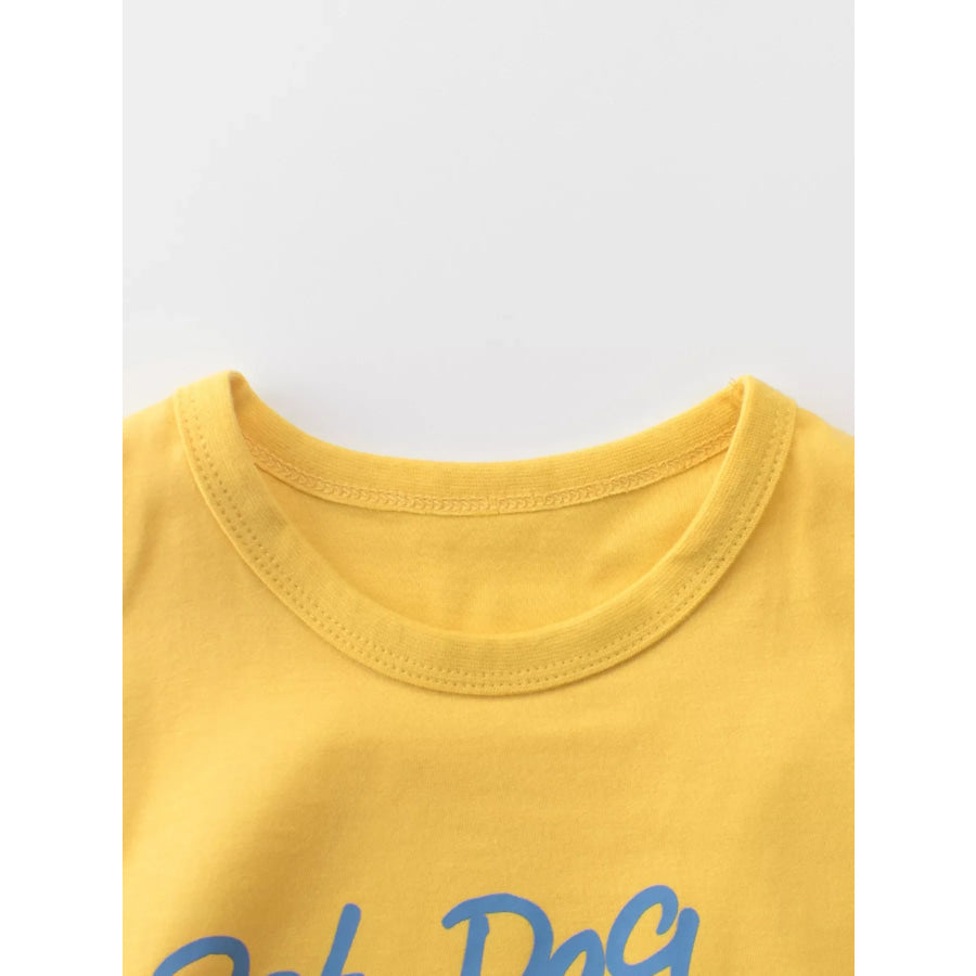 Children’s Pet Dog Graphic Short Sleeve T-Shirt Yellow / 2T Apparel and Accessories