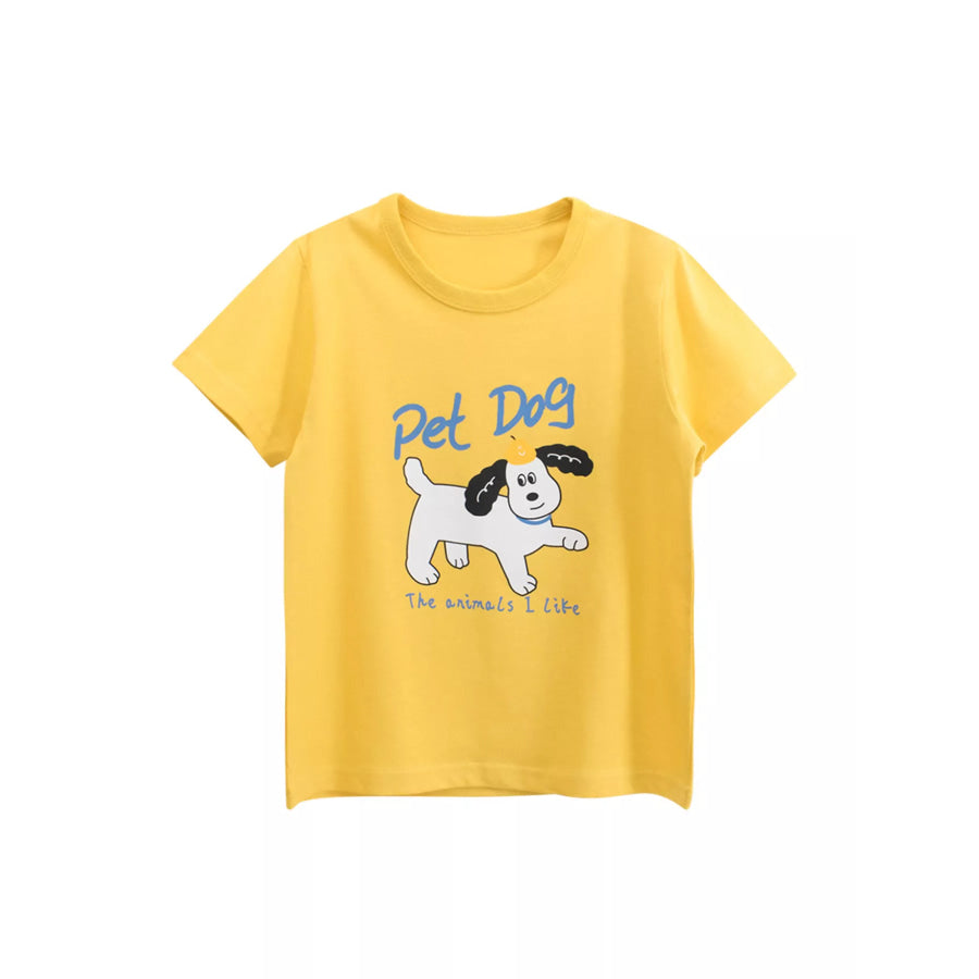 Children’s Pet Dog Graphic Short Sleeve T-Shirt Yellow / 2T Apparel and Accessories
