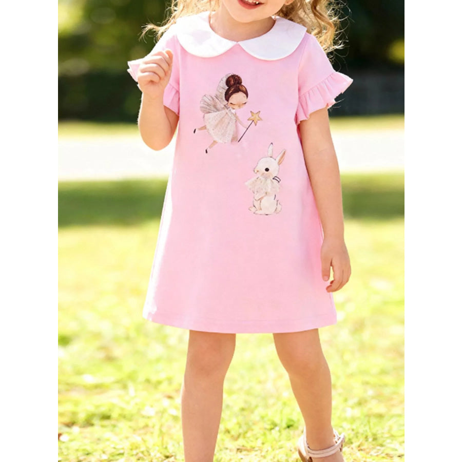 Children’s Peter Pan Collar Short Sleeve Dress Blush Pink / 5Y Apparel and Accessories