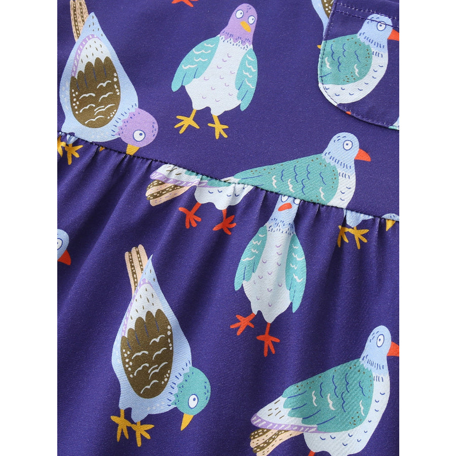 Children’s Pigeon Print Casual Dress Apparel and Accessories