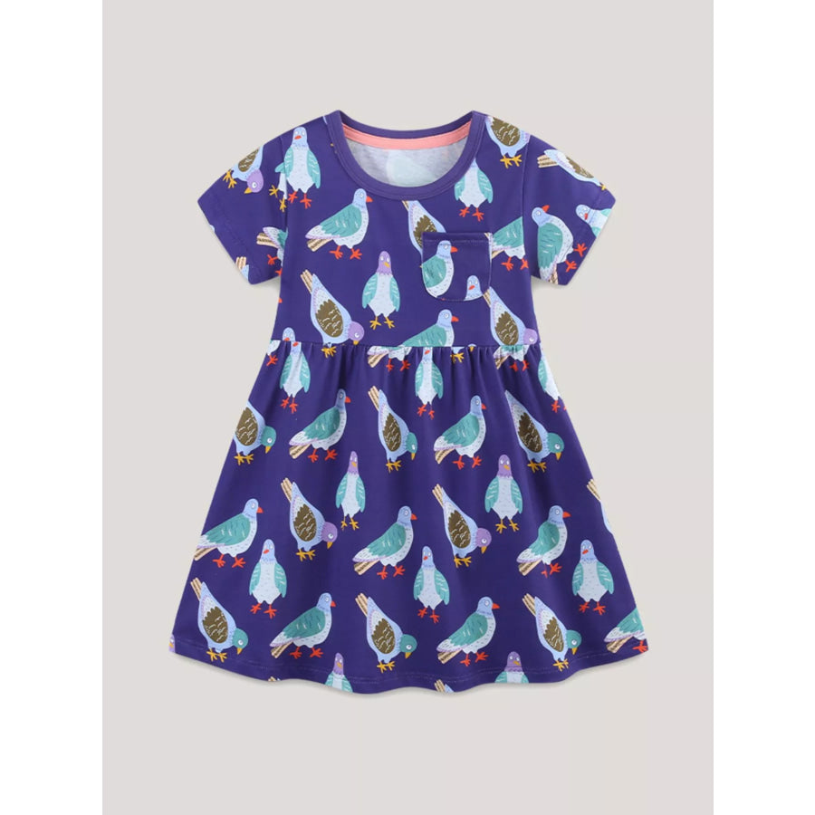 Children’s Pigeon Print Casual Dress Apparel and Accessories