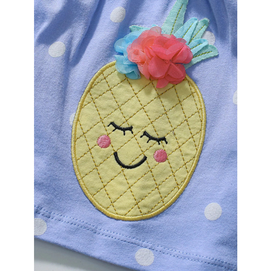 Children’s Pineapple Applique Polka Dot Tee and Shorts Set Apparel and Accessories