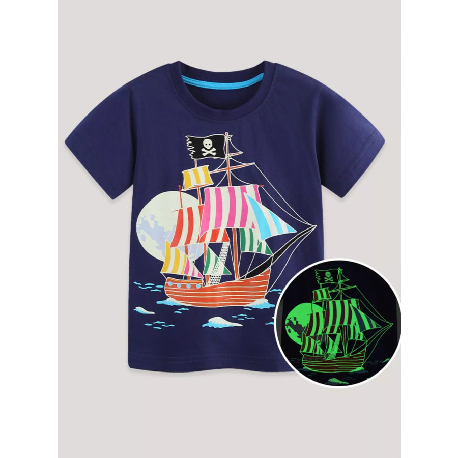 Children’s Pirate Ship Graphic Short Sleeve T-Shirt Apparel and Accessories