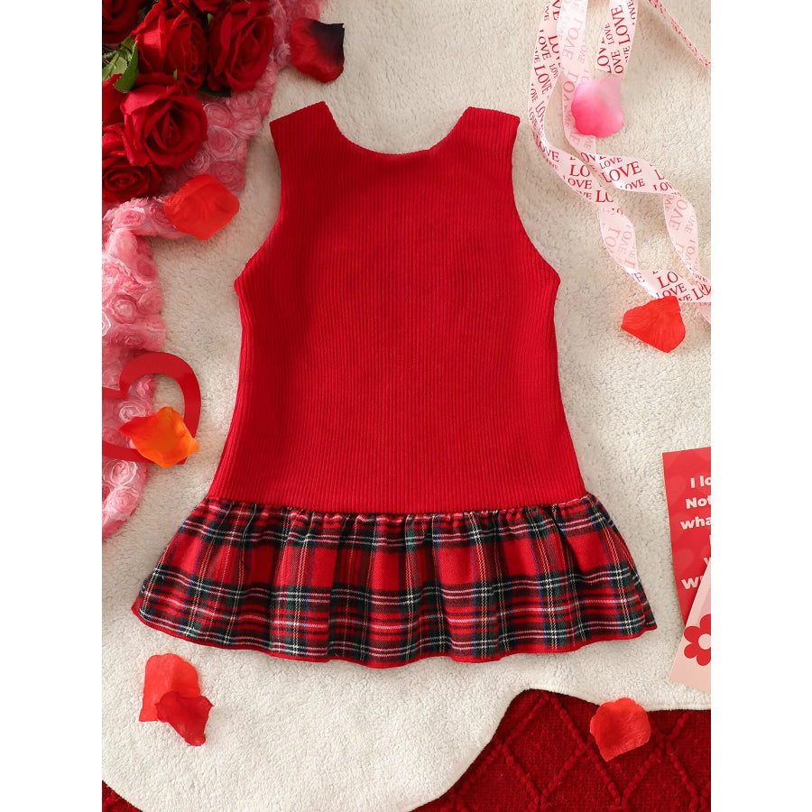 Children’s Plaid Hem Corduroy Sleeveless Dress Apparel and Accessories
