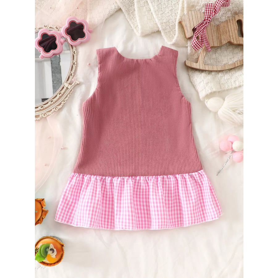 Children’s Plaid Hem Corduroy Sleeveless Dress Apparel and Accessories