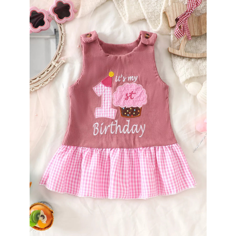 Children’s Plaid Hem Corduroy Sleeveless Dress Pink Cake / 0-3M Apparel and Accessories
