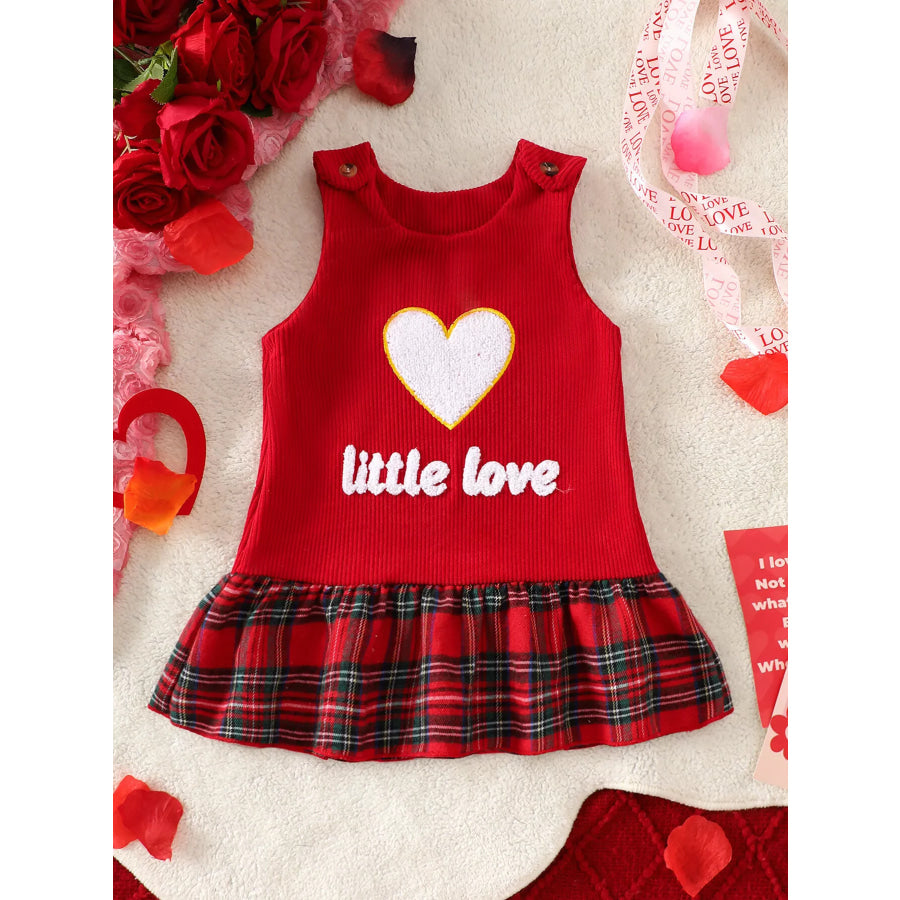 Children’s Plaid Hem Corduroy Sleeveless Dress Red / 0-3M Apparel and Accessories