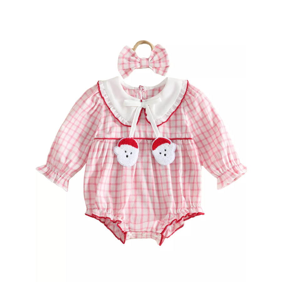 Children’s Plaid Long-Sleeve Bodysuit and Bow Headband Set Apparel Accessories