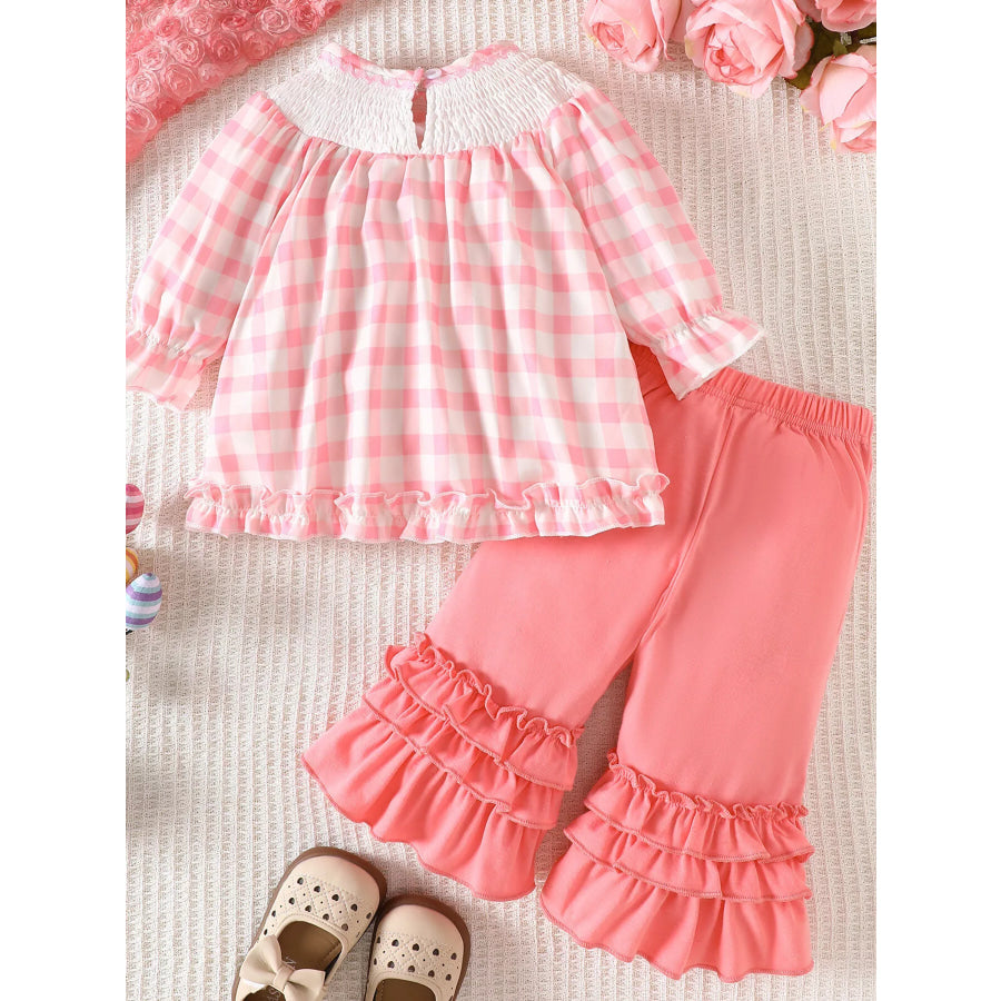 Children’s Plaid Smocked Long Sleeve Top and Pants Set Apparel and Accessories