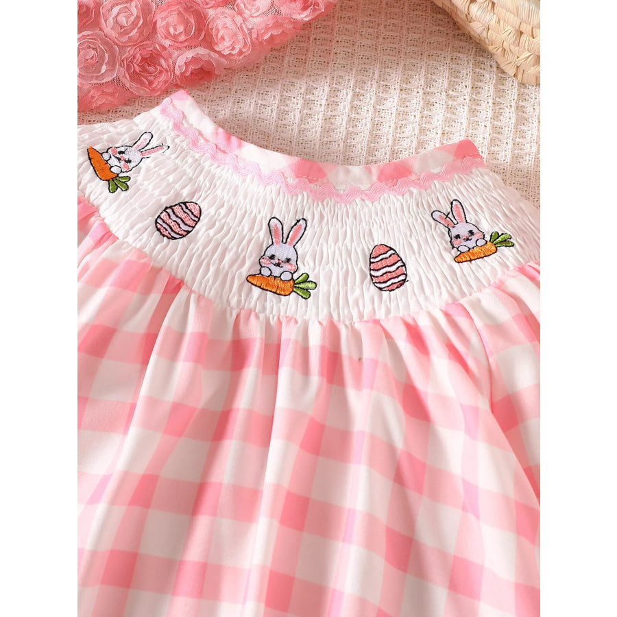 Children’s Plaid Smocked Long Sleeve Top and Pants Set Pink / 0-6M Apparel and Accessories